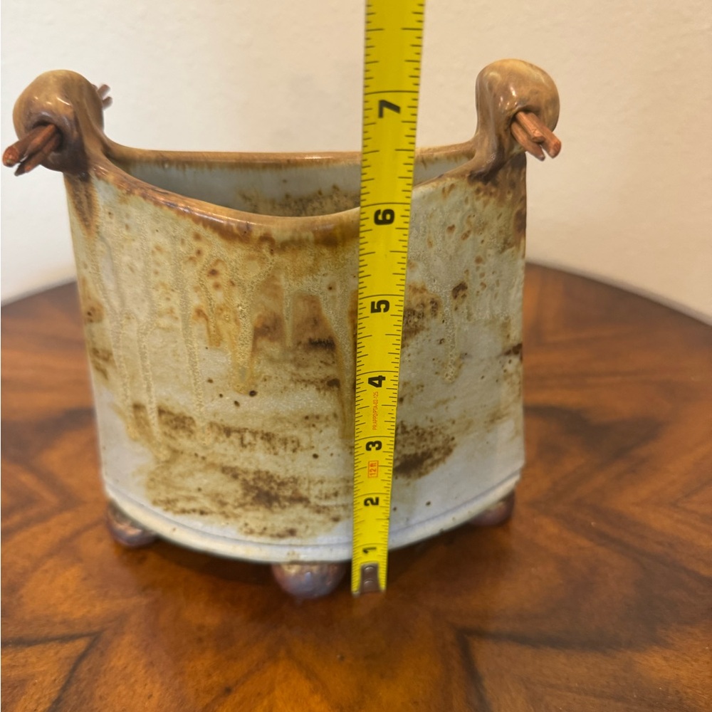 Betsy Gray Porcelain Rustic Vase Art Piece with Earthy Tones - Picture 12 of 13